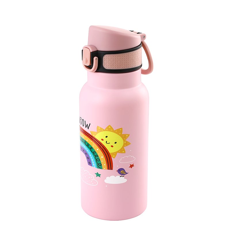 350ml/500ml Customization Cute Kawaii Cartoon Kids Stainless Steel Water Drink Bottle Vacuum Flask With Lid