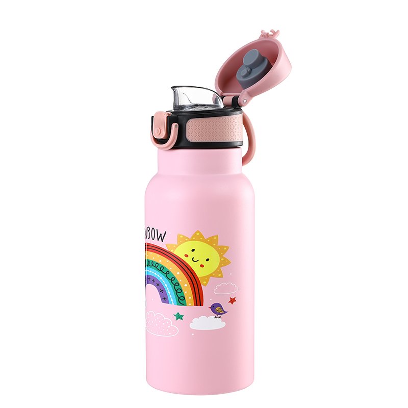 350ml/500ml Customization Cute Kawaii Cartoon Kids Stainless Steel Water Drink Bottle Vacuum Flask With Lid
