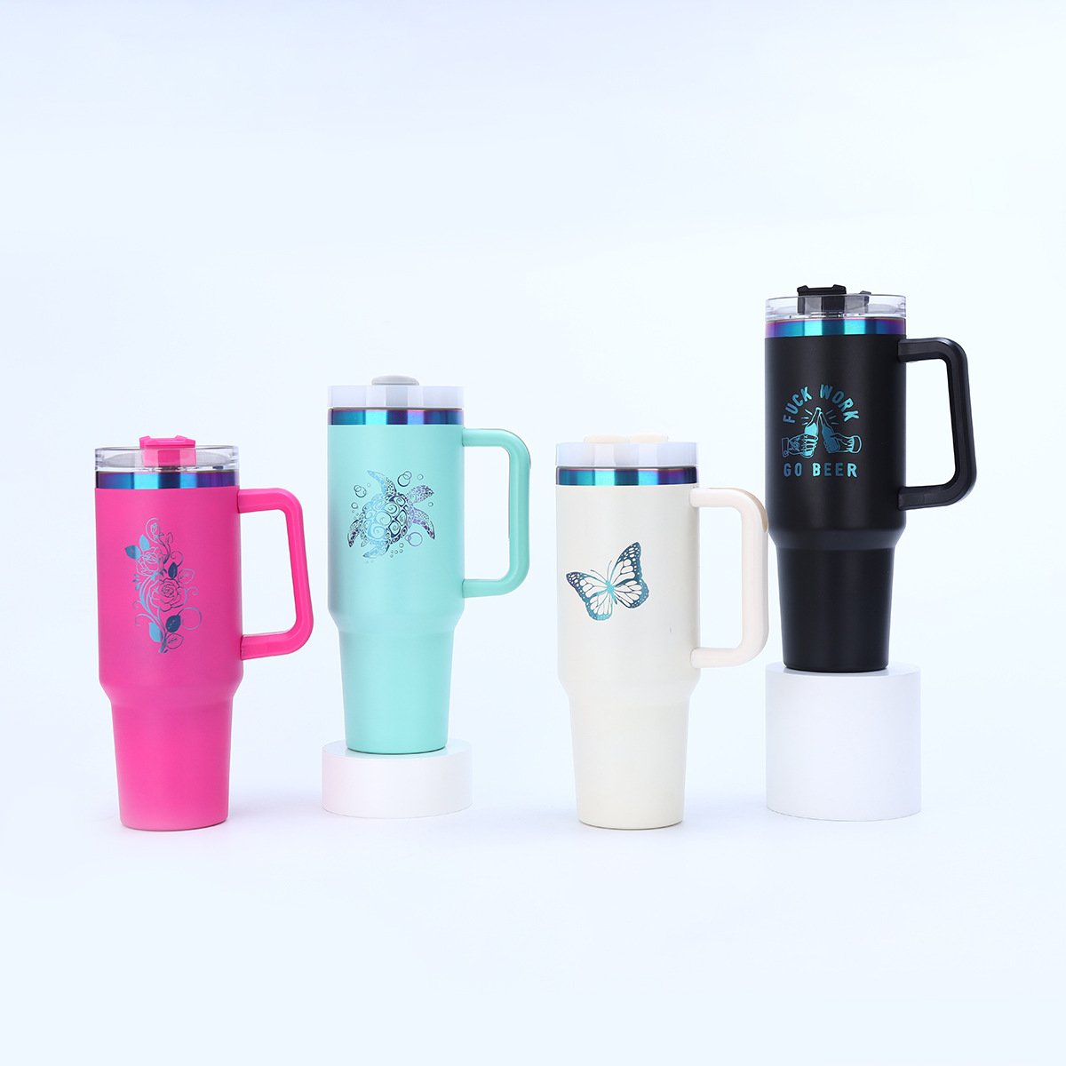 Ready to Ship 2024 Thermal Travel Mug With Logo Stainless Steel Insulated Custom Coffee Mugs 40oz Tumblers with Handle