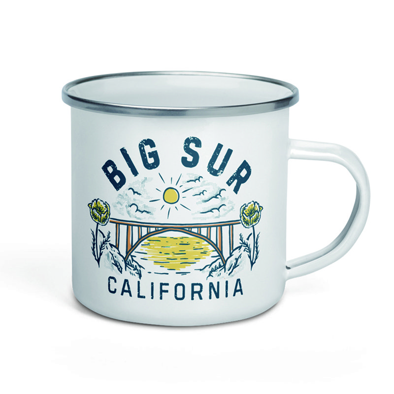 New Design Custom Belly Shape Colored Logo Printing Vintage Enamel Coffee Mug with handle