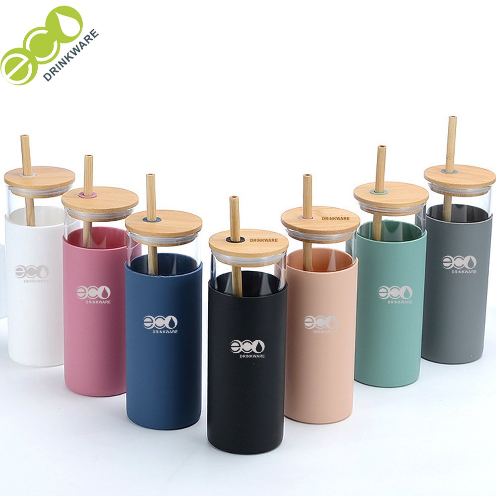 GA2000 450ML New design high borosilicate single wall glass jars and bottles with bamboo lid