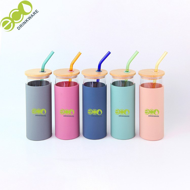 GA2000 450ML New design high borosilicate single wall glass jars and bottles with bamboo lid