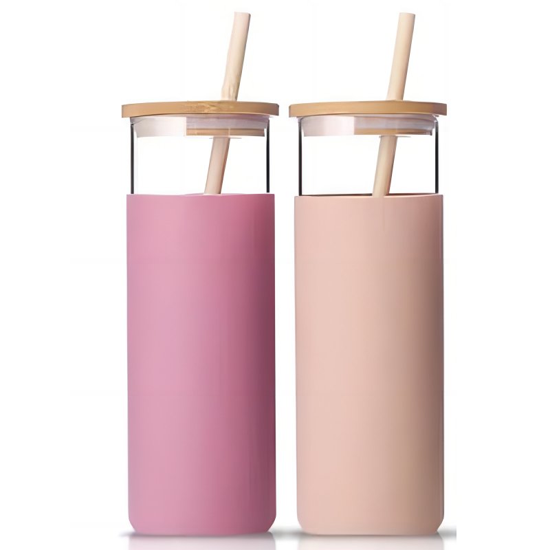 GA2000 450ML New design high borosilicate single wall glass jars and bottles with bamboo lid