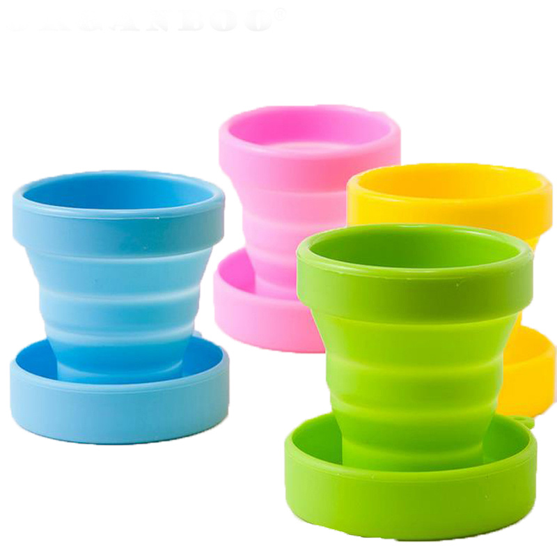 Portable Silicone Foldable Reusable Collapsible Travel Coffee Water Cup Folding Outdoor Camping Travel Mug with Leakproof Lids