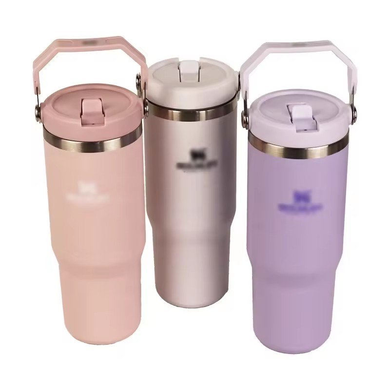 304 Stainless Steel Insulated Straw Cup for Outdoor Sports Car Fitness Vacuum Flask Thermos With lid and handle