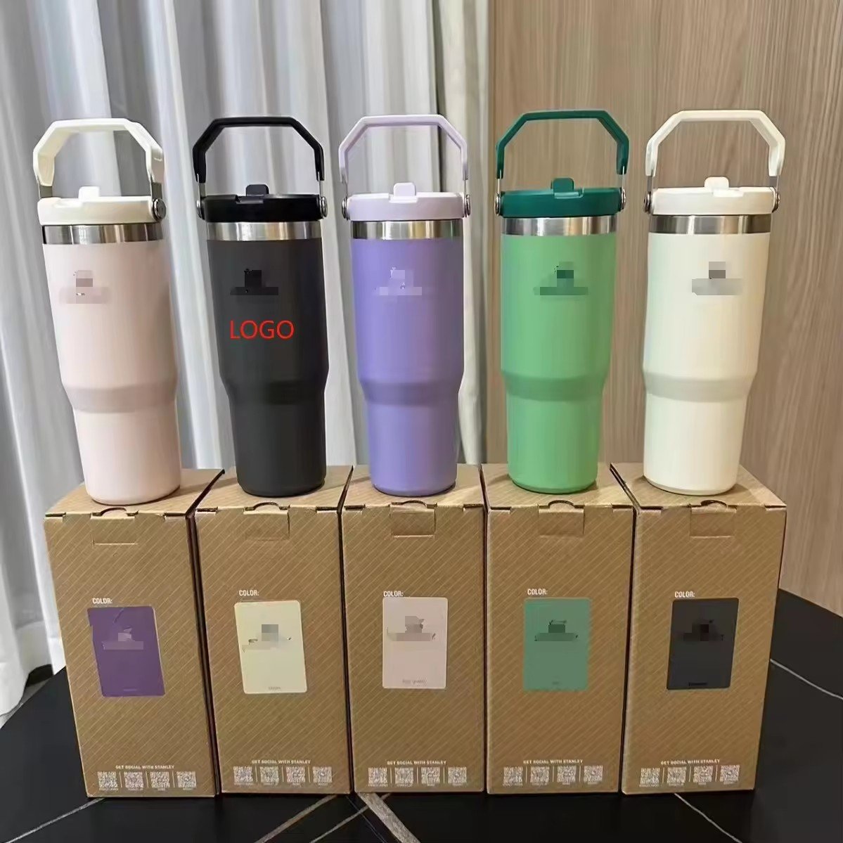 304 Stainless Steel Insulated Straw Cup for Outdoor Sports Car Fitness Vacuum Flask Thermos With lid and handle