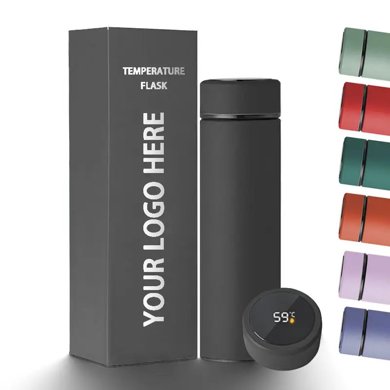Custom Logo Smart Drinkware Vacuum Flask Stainless Steel Digital Termo Thermos Led Display Temperature Smart Water Bottle