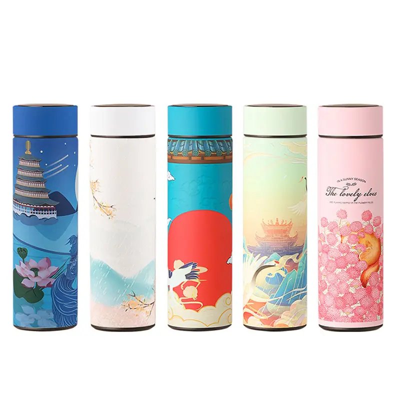 Custom Logo Smart Drinkware Vacuum Flask Stainless Steel Digital Termo Thermos Led Display Temperature Smart Water Bottle