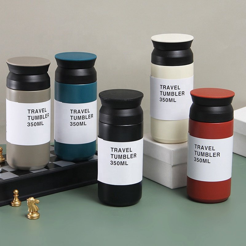 Japan- Style 350ML Vacuum Pocket Coffee Cup 304 Stainless Steel Double Wall Skinny Thermal Coffee Flask With Filter Mini Flask
