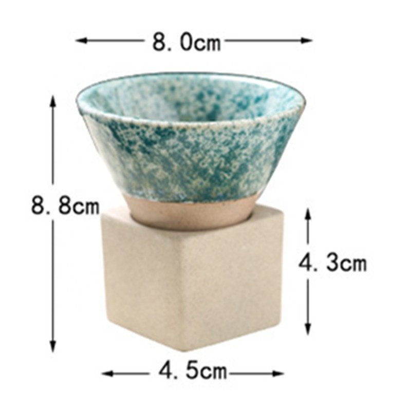 Houstime Retro Coffee Cup Funnel Cone shape Coarse Pottery Mug ceramic coffee cup mug with base