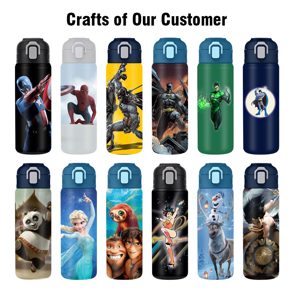 600ml Insulated Stainless Steel Sports Thermos Logo Water Bottle Silica Gel Sleeve Plastic Lid Hot Cold Drinks Vacuum Thermal