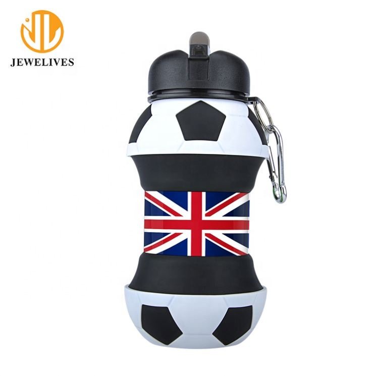 Ecofriendly Travel 550Ml Portable Pickleball Paddle Recyclable Drink Collapsible Silicone Folding Foldable Silicone Water Bottle