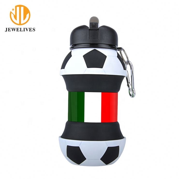 Ecofriendly Travel 550Ml Portable Pickleball Paddle Recyclable Drink Collapsible Silicone Folding Foldable Silicone Water Bottle