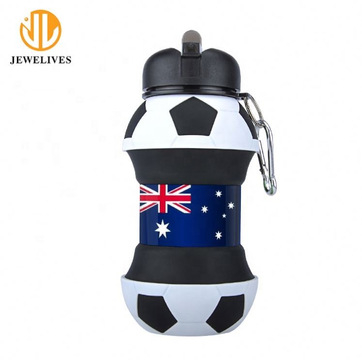 Ecofriendly Travel 550Ml Portable Pickleball Paddle Recyclable Drink Collapsible Silicone Folding Foldable Silicone Water Bottle