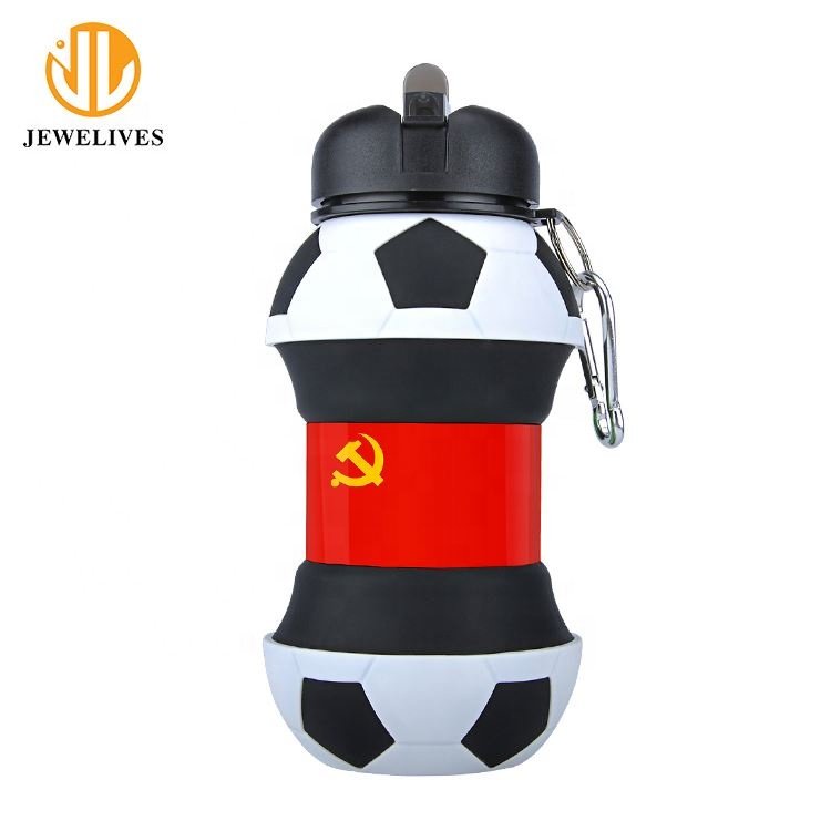 Ecofriendly Travel 550Ml Portable Pickleball Paddle Recyclable Drink Collapsible Silicone Folding Foldable Silicone Water Bottle