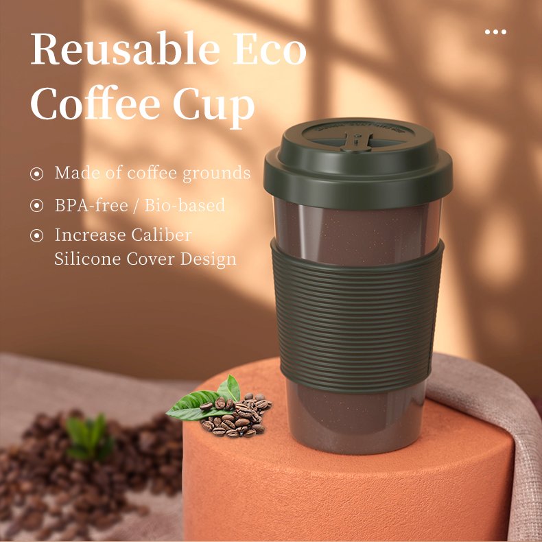 New arrival 12 Oz Spill-proof silicone lid PLA coffee grounds cups heat resistant coffee mugs water cup tumblers