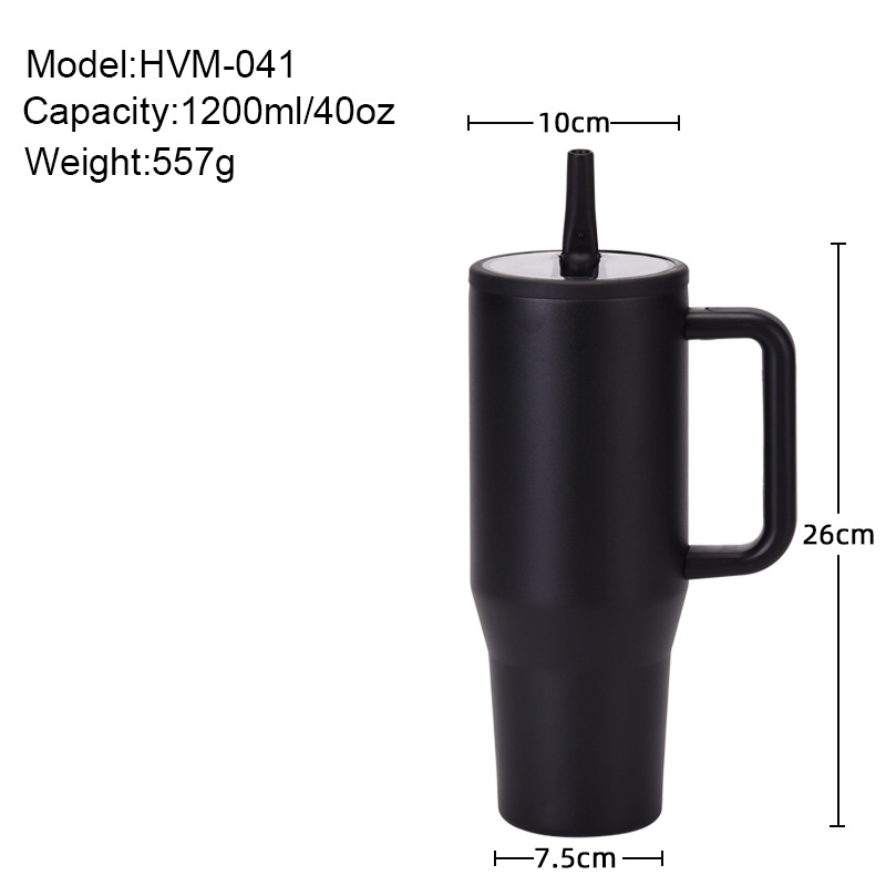 New Design 40oz H5.0 Stainless Steel Leak Proof Drink Directly Lid Travel Mug Vacuum Tumbler With Handle And Folding Straw