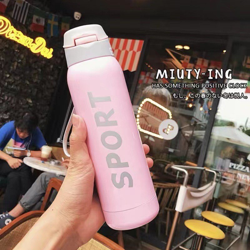 2023 New Wholesale Star Plating Stainless Steel Water Bottle Vacuum Flask with Automatic Lock for Sports