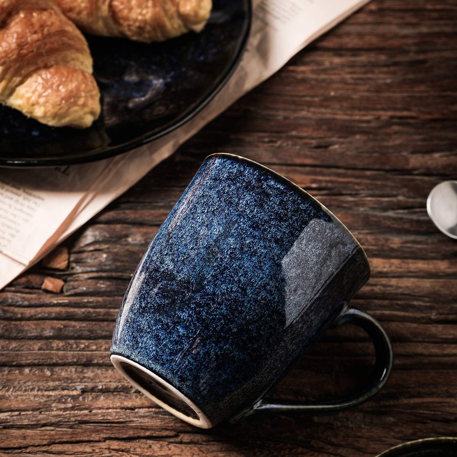 Ceramic Coffee Mug Unique Glazed With Handle For Coffee,Tea,Milk,Cocoa,Cereal(blue) Special Glazed