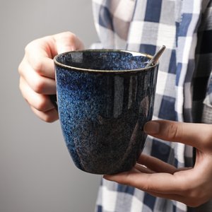 Ceramic Coffee Mug Unique Glazed With Handle For Coffee,Tea,Milk,Cocoa,Cereal(blue) Special Glazed