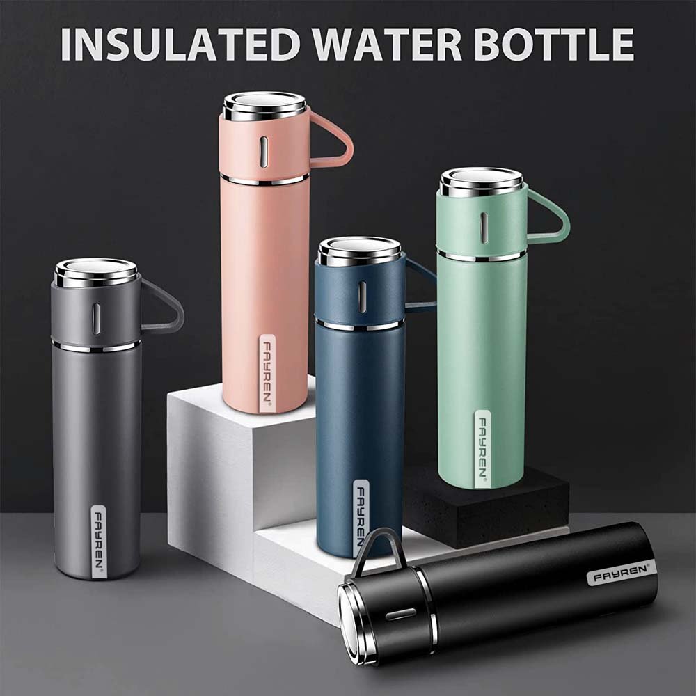 Custom Logo Travel Coffee Outdoor Tea Stainless Steel Vacuum Flask Thermos Mug Gift Set For Corporate Business