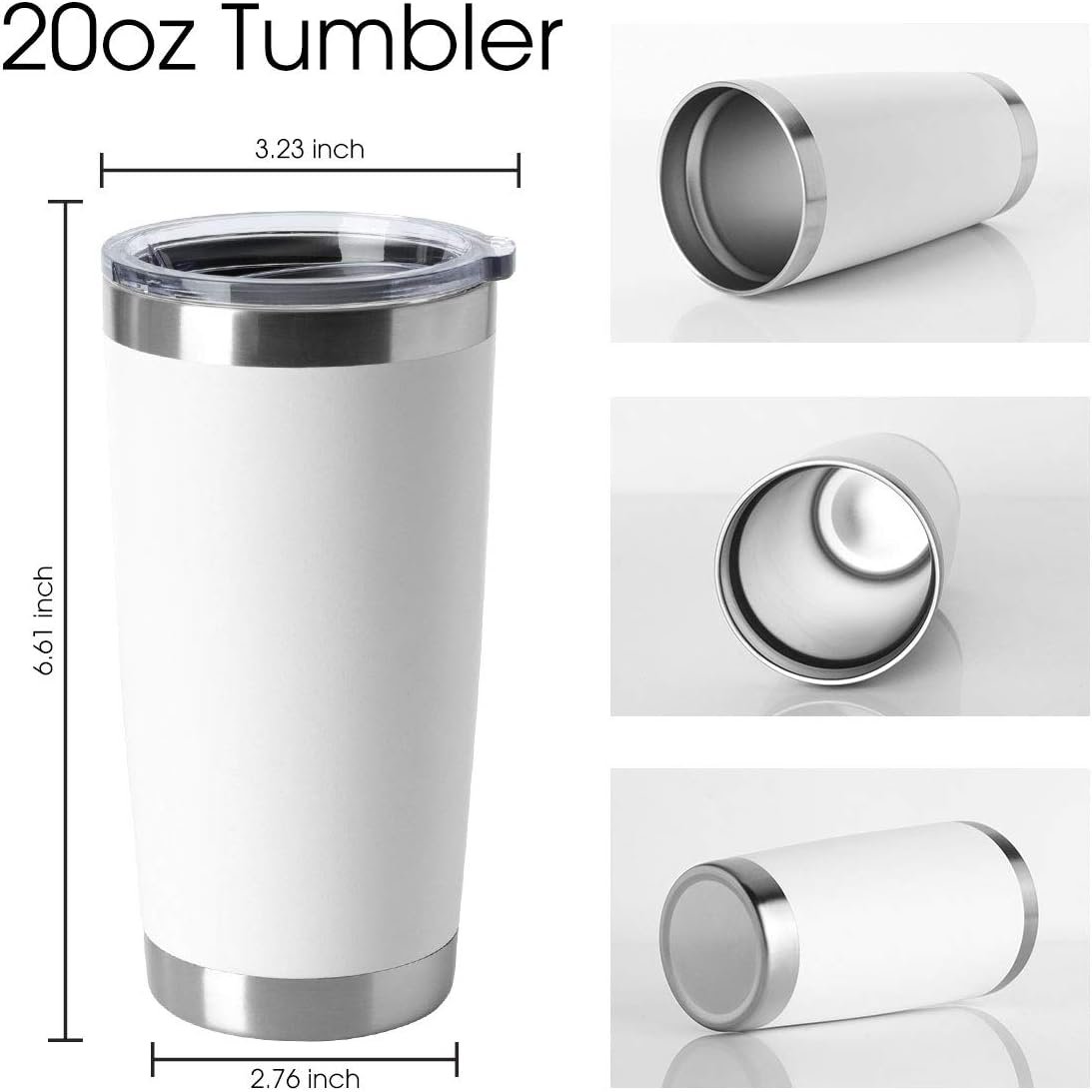 Custom 20oz Double Wall Vacuum Insulated Car Mug Powder Coated Tumbler Vacuum Cup Thermal Stainless Steel Coffee Mug With Lid