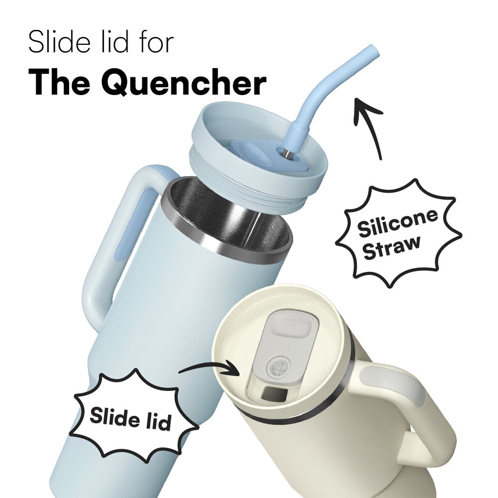 Portable 40oz Handle Tumbler with New Slid Lid for Travel Stainless Steel Vacuum Insulated Travel Mug with Straw