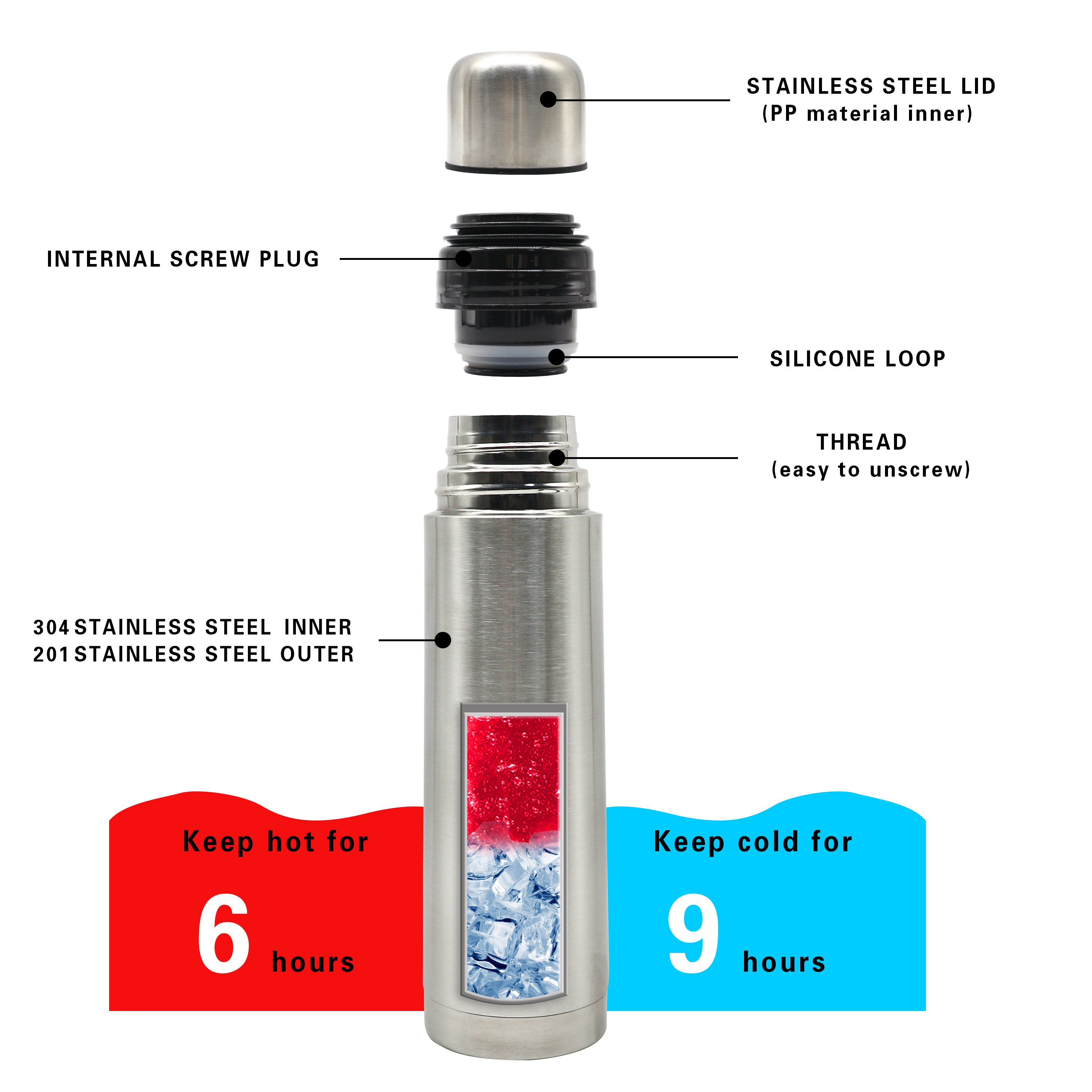 Outdoor Portable 500 Ml Stainless Steel Water Bottle Bullet Thermos Vacuum Insulation Thermos Flask Thermos Bottle