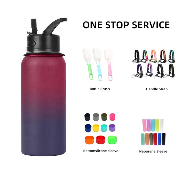 Custom 24oz 32oz 40oz Gradient Colorful Double Wall Vacuum Flask Gym Sports Insulated Stainless Steel Oem Outdoor Water Bottles