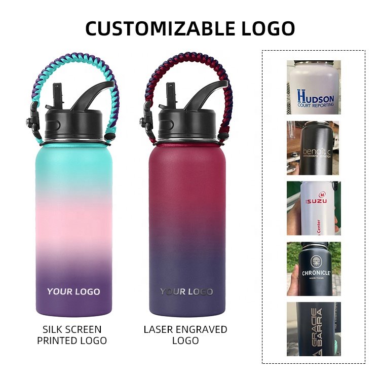 Custom 24oz 32oz 40oz Gradient Colorful Double Wall Vacuum Flask Gym Sports Insulated Stainless Steel Oem Outdoor Water Bottles