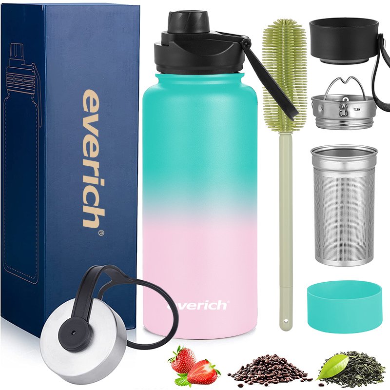 Travel metal flask sports hot vacuum waterbottle manufacturer in bulk 32oz stainless steel water bottle with straw custom logo