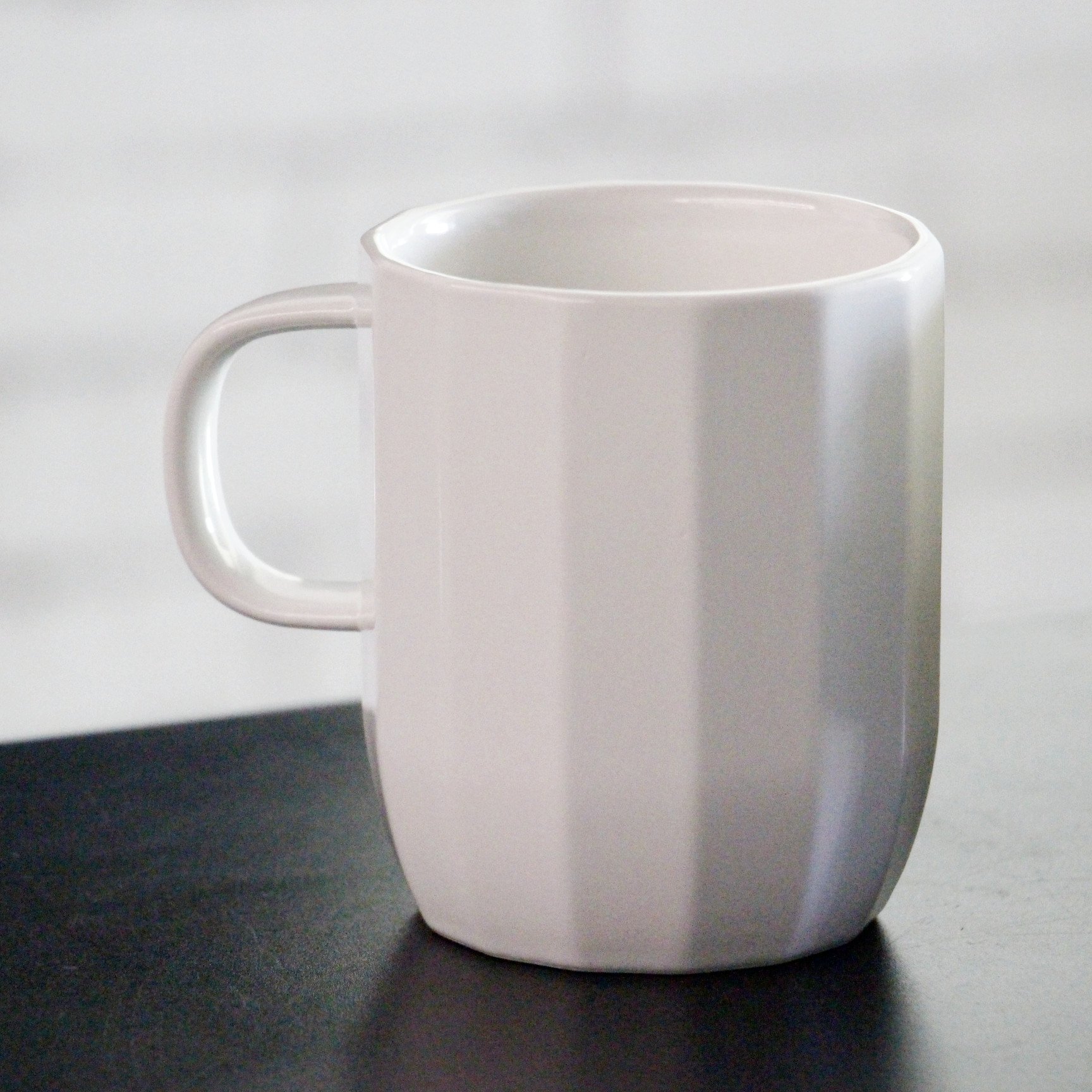 400ml Cream White Color Polygonal Embossed Ceramic Coffee Mug Porcelain Tea Cup For Home Office Cafe