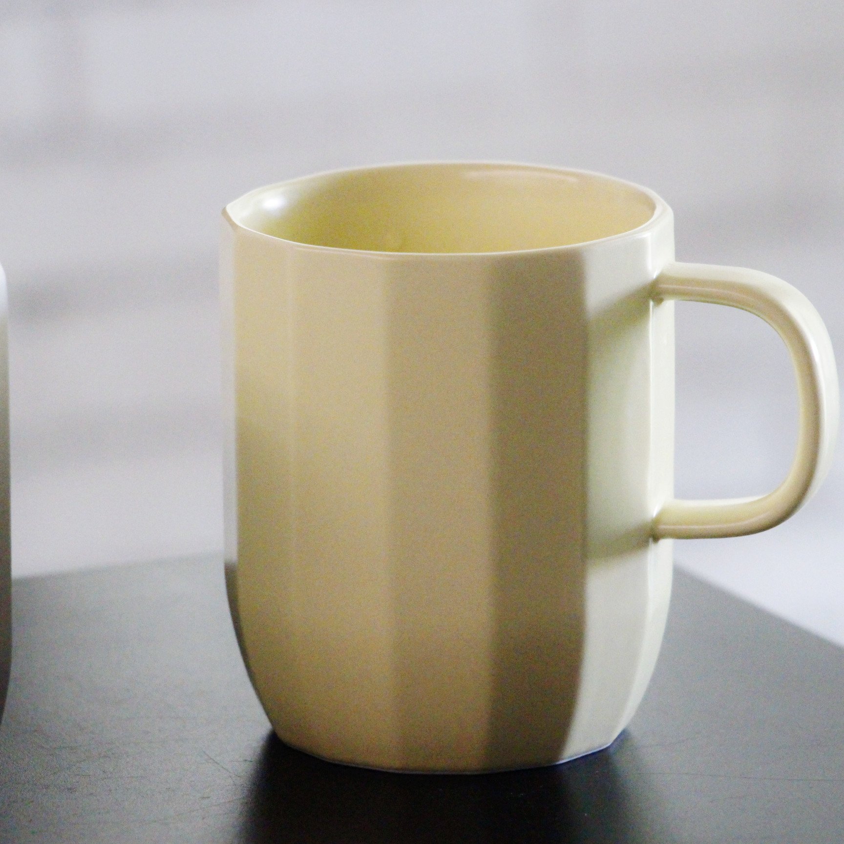 400ml Cream White Color Polygonal Embossed Ceramic Coffee Mug Porcelain Tea Cup For Home Office Cafe