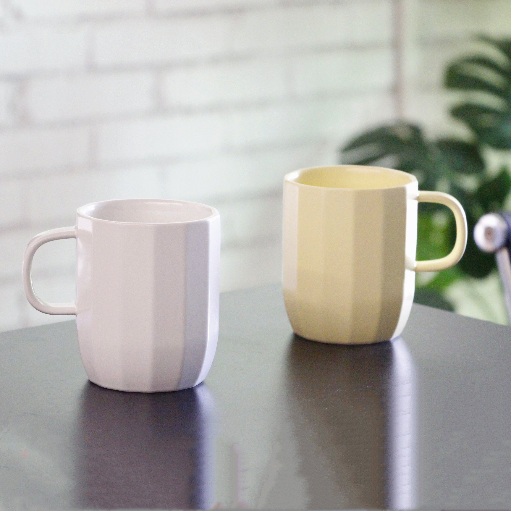 400ml Cream White Color Polygonal Embossed Ceramic Coffee Mug Porcelain Tea Cup For Home Office Cafe