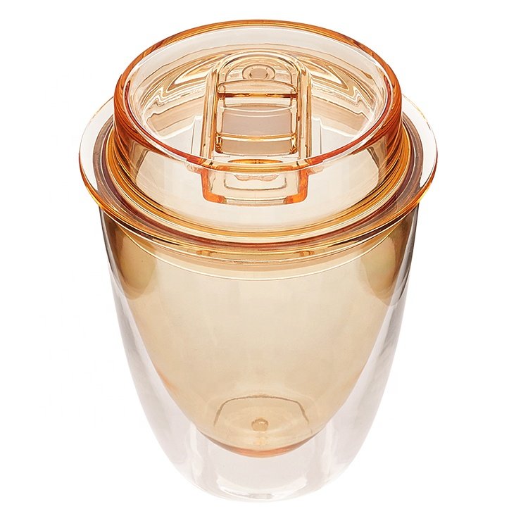 320ml BPA Free Reusable Double Wall Tumbler Plastic Coffee Cup Clear Tumbler with Lid and Straw Egg Shape Coffee Mug For Party