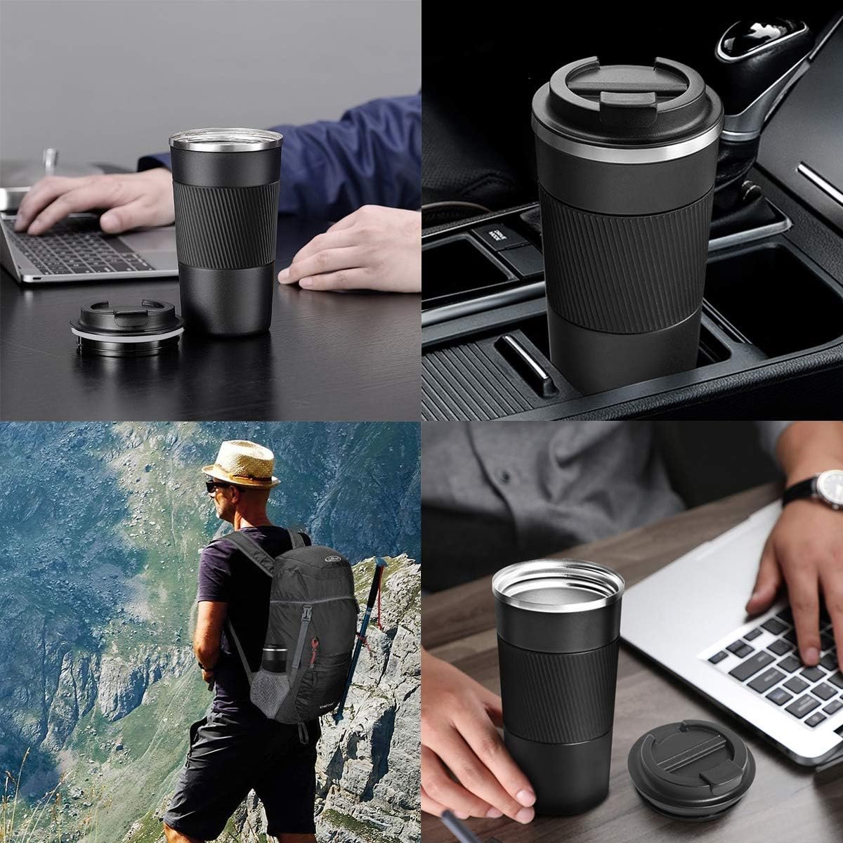 12/17oz 380ml/510ml Travel Coffee Mug with Lid Leak-Proof Spill-Proof For Hot and Ice-Cold Drinks