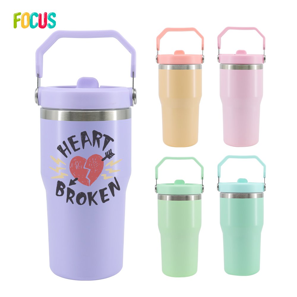 Matte 20oz flip straw sublimation blank Insulation cup stainless steel double wall insulated tumbler water bottle travel mug