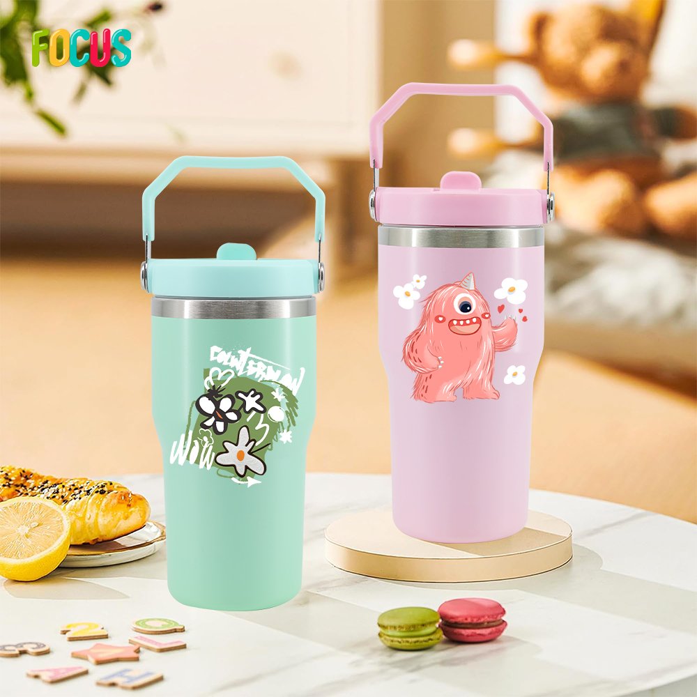 Matte 20oz flip straw sublimation blank Insulation cup stainless steel double wall insulated tumbler water bottle travel mug