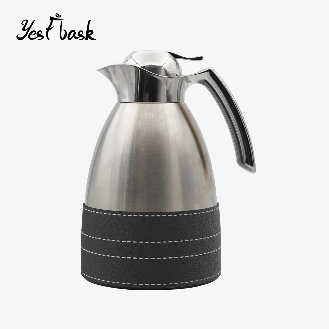 High quality Tea Coffee Pot with Leather Case Vacuum Insulated Flasks Customer Customized