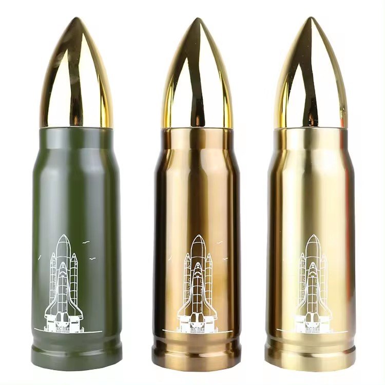 RTS Bullet Shaped 350ml 500ml 1000ml water bottle with lid Double Wall Stainless Steel Thermo Water vacuum insulated