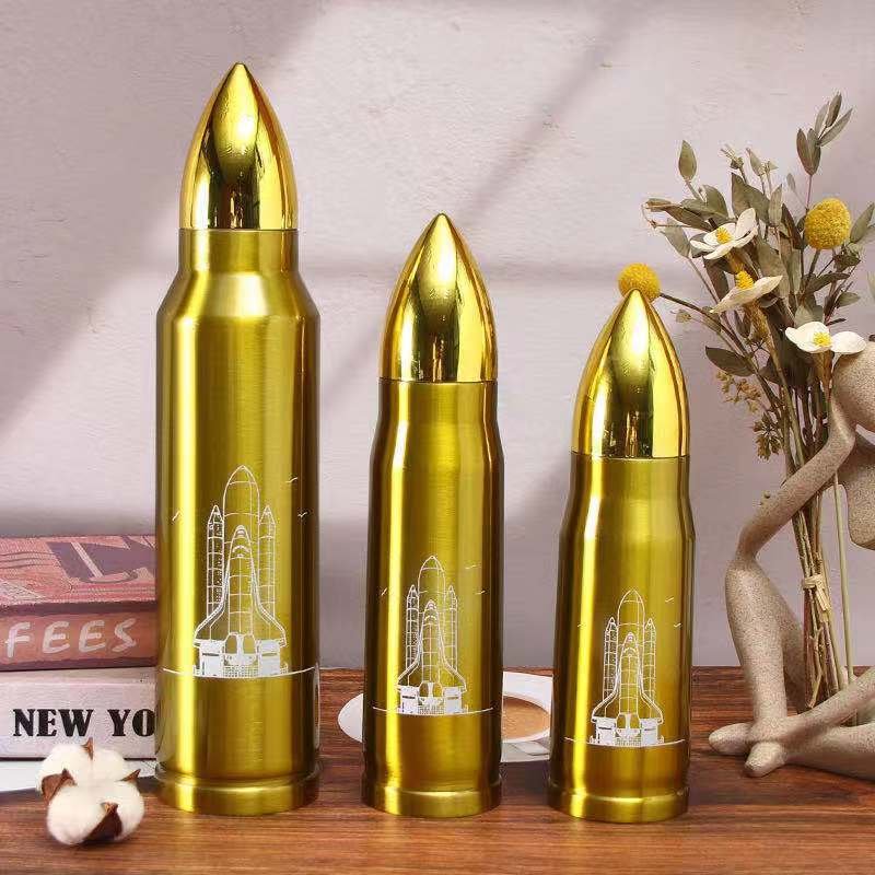 RTS Bullet Shaped 350ml 500ml 1000ml water bottle with lid Double Wall Stainless Steel Thermo Water vacuum insulated