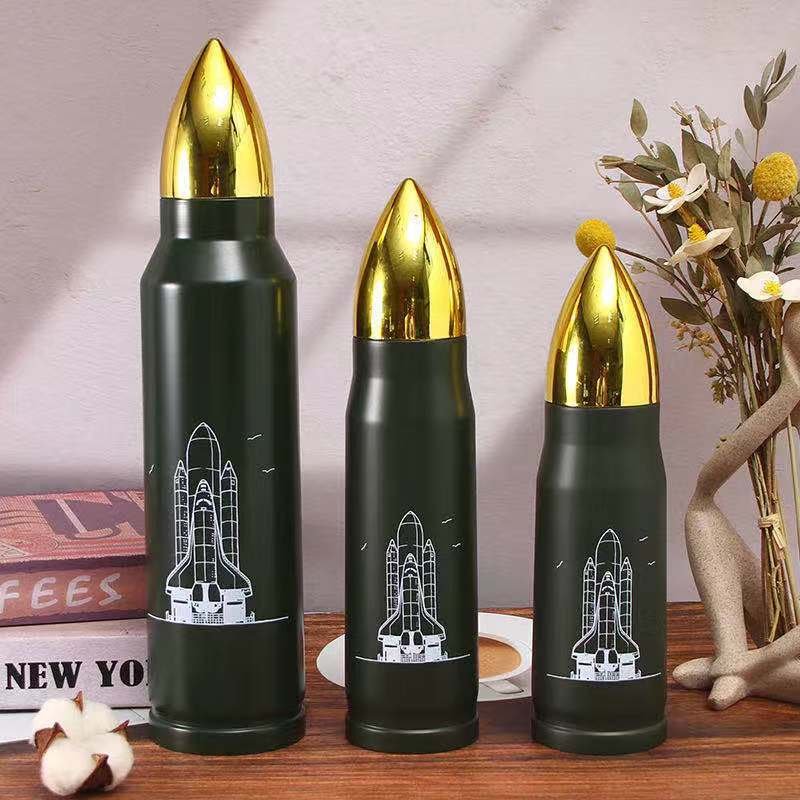 RTS Bullet Shaped 350ml 500ml 1000ml water bottle with lid Double Wall Stainless Steel Thermo Water vacuum insulated