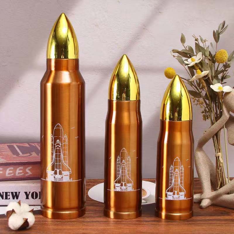 RTS Bullet Shaped 350ml 500ml 1000ml water bottle with lid Double Wall Stainless Steel Thermo Water vacuum insulated