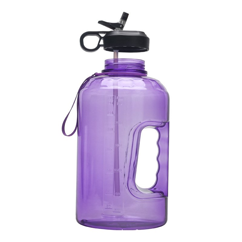 2.5L Outdoor Sports Gym Water Bottles Plastic Cup Half Gallon Jug With Straw And Motivational