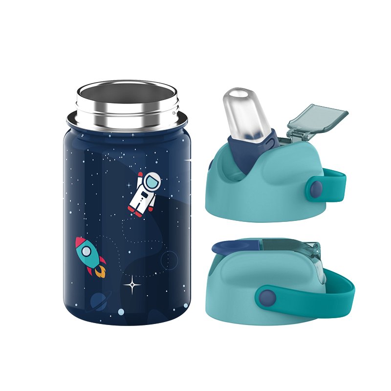 14OZ Insulated Stainless Steel Kids Sports Water Bottle With Bouncing Lock Straw Lid