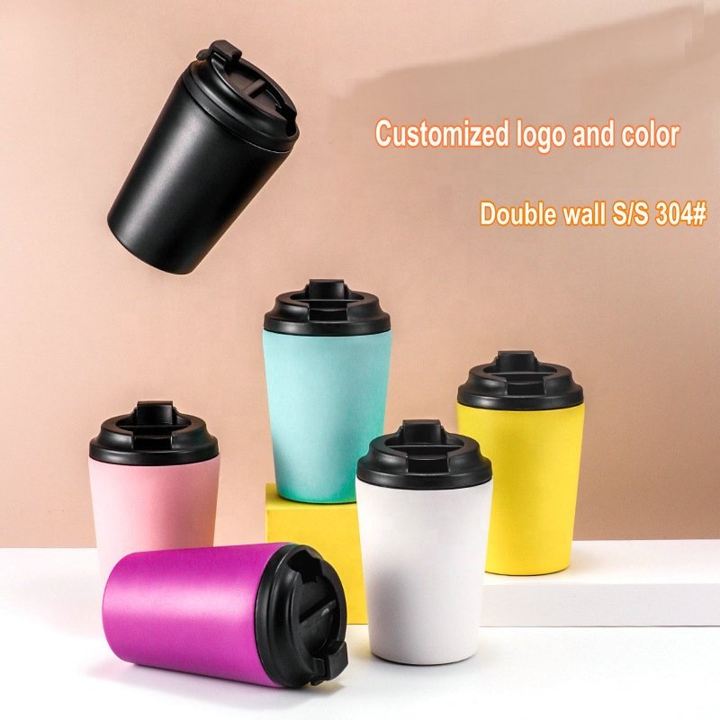 Small 12oz Custom Logo Stainless Steel Vacuum Insulation Insulated Travel Coffee mug Isotherme Thermos Thermal Cup With Lid