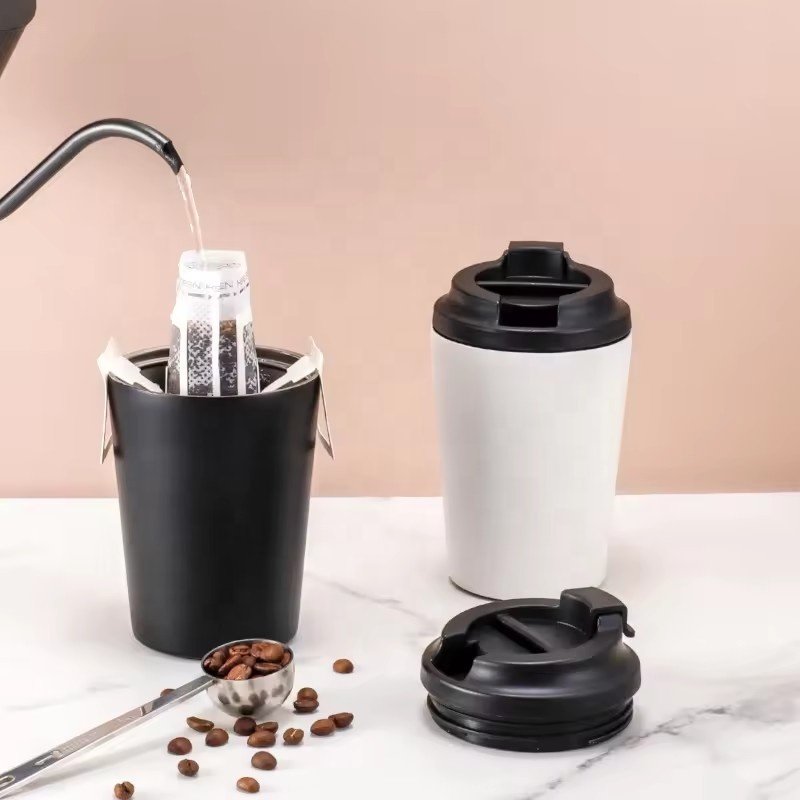 Small 12oz Custom Logo Stainless Steel Vacuum Insulation Insulated Travel Coffee mug Isotherme Thermos Thermal Cup With Lid
