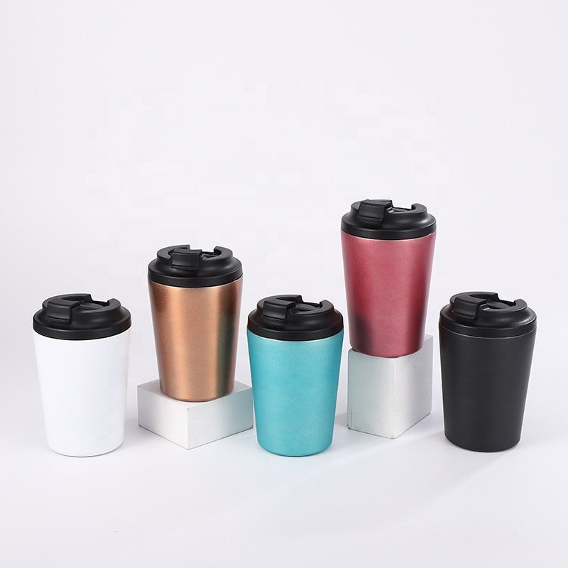 Small 12oz Custom Logo Stainless Steel Vacuum Insulation Insulated Travel Coffee mug Isotherme Thermos Thermal Cup With Lid