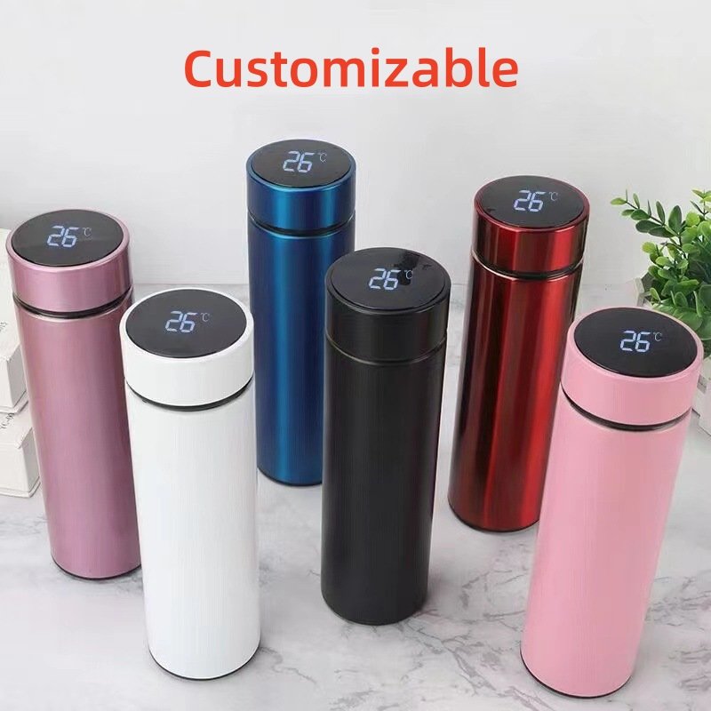 Custom Water Bottle Digital Personalize Cup Intelligent text your pictures Temperature Display gym sports Vacuum Flask with Logo
