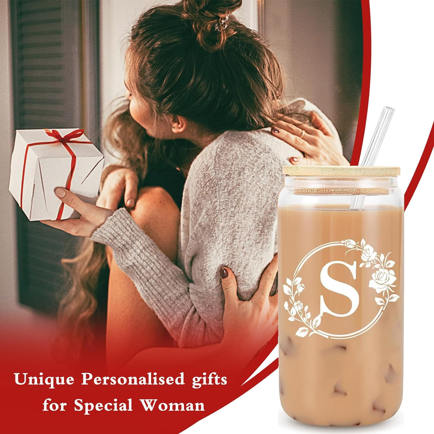 Hot Sell Wholesale Letter logo 16 oz glass cups with bamboo lid and glass straw glass mug cola can shaped cold drink mug